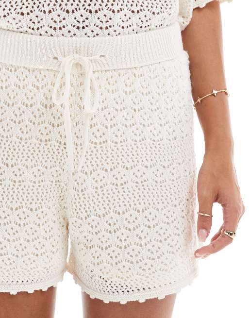 Vero Moda - Short d'ensemble en crochet - Crème bouleau, 5 de 5