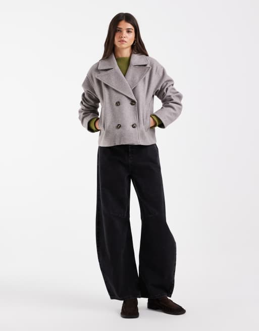Vero Moda short double-breasted formal coat in driftwood melange, 2 of 4
