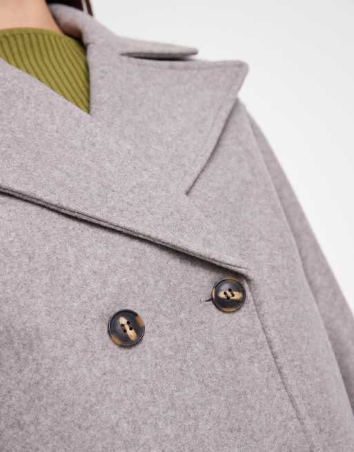 Vero Moda short double-breasted formal coat in driftwood melange, 4 of 4
