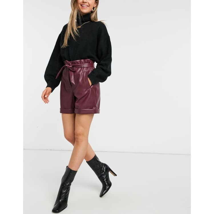 Short simili cuir rouge discount