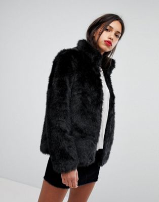 short black fake fur jacket