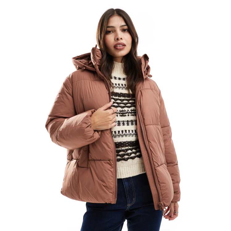 Vero Moda short hooded padded jacket in spice ASOS