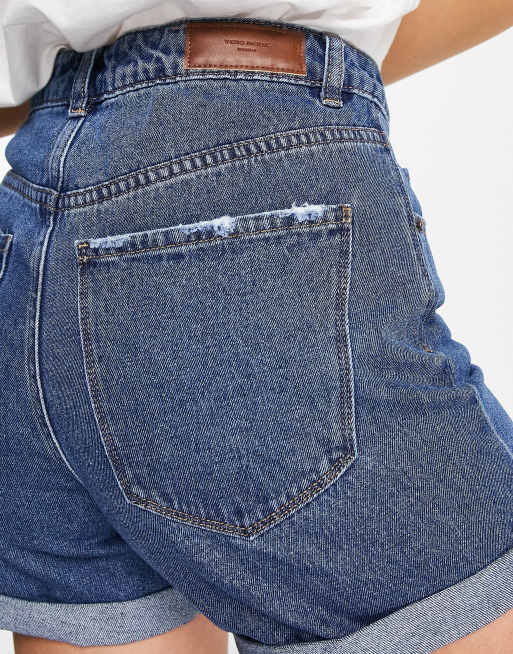 Vero Moda - Short mom en jean - Bleu moyen , 3 de 4