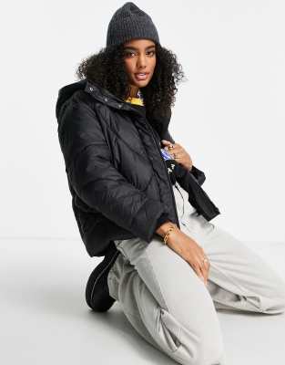 short quilted jacket with hood