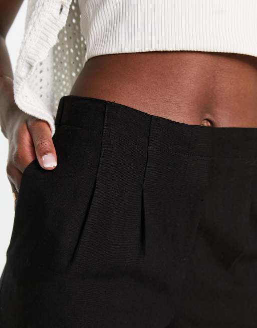 Vero Moda - Short plissé à l'avant en lin mélangé - Noir, 3 de 4