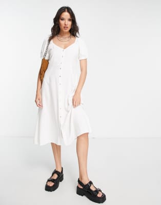 white midi dress short sleeve