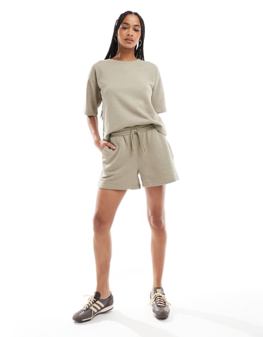 Vero Moda short sleeved sweat top in laurel oak - part of a set, 2 of 4