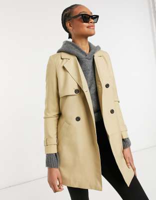 Vero short trench coat in beige | ASOS