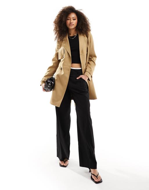 Vero Moda short trench coat in camel