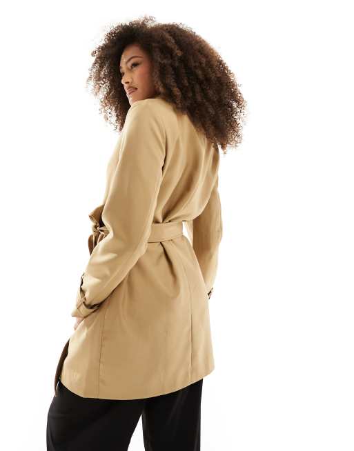 Vero Moda short trench coat in camel ASOS