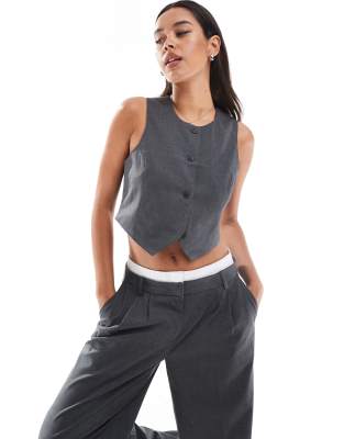 short vest in dark gray melange - part of a set