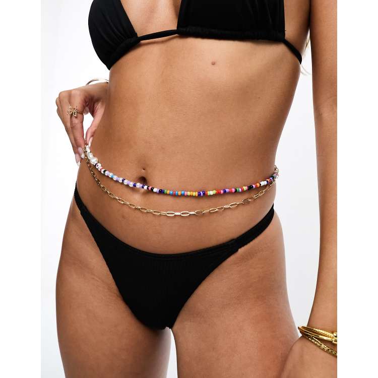 Vero Moda silver and beaded belly chain in multi