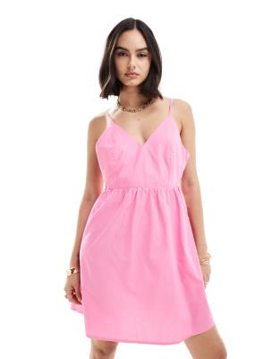 Vero Moda - Skaterkleid in Cosmos-Rosa mit Riemchendesign hinten