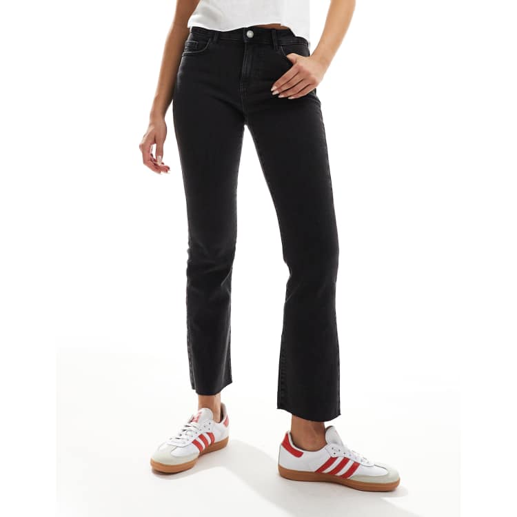 Vero Moda skinny cropped kick flare jeans in washed black | ASOS