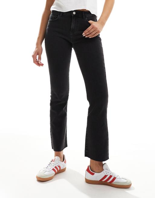 Black cropped flare jeans best sale