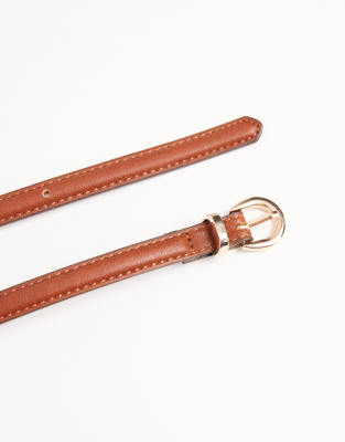 Vero Moda Skinny Faux Leather Belt In Brown