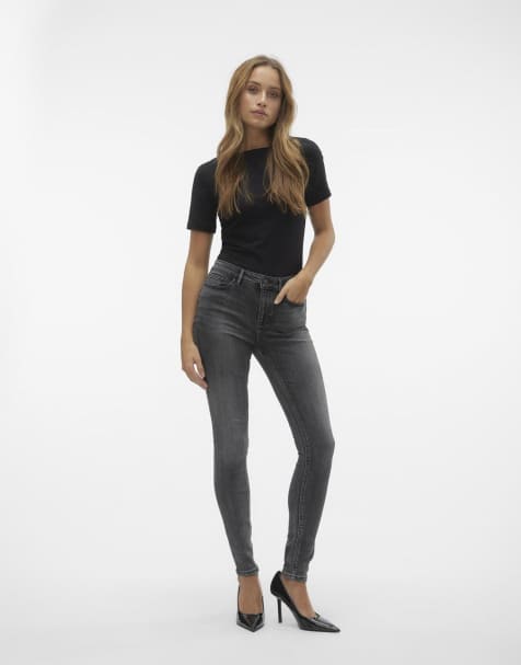 Vero Moda - Skinny-fit jeans in medium grijs denim - view 1