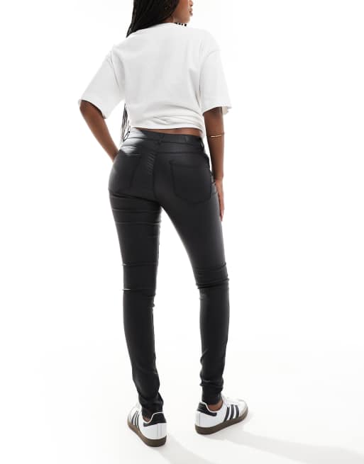 Vero Moda - Skinny jeans met coating in zwart , 2 van 5