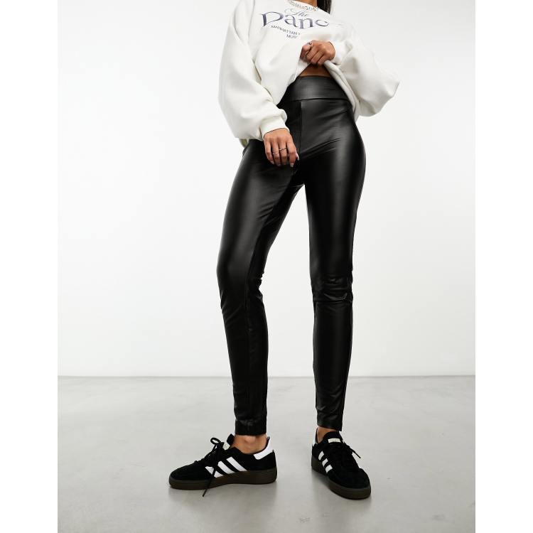 French Connection skinny faux leather leggings in black