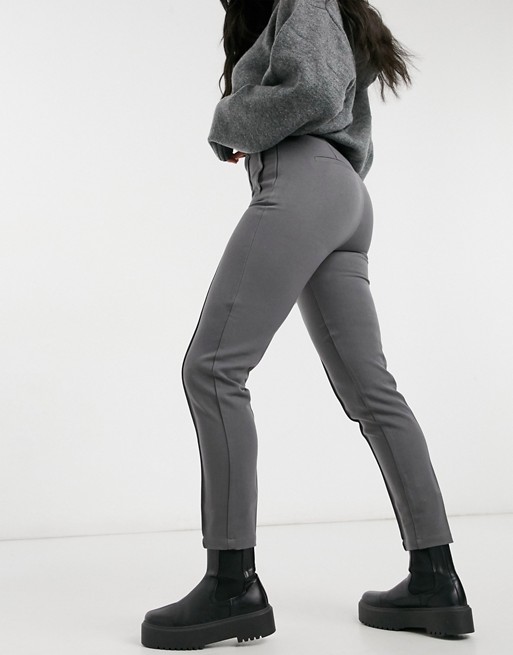 Vero Moda skinny trousers with seam detail in dark grey