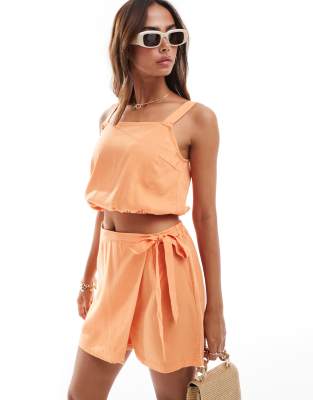 Vero Moda - Skort aus Leinenmix in Orange, Kombiteil