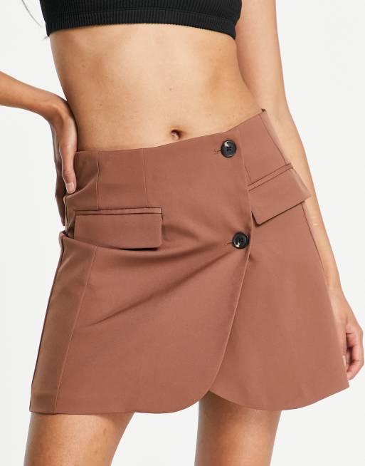 Vero Moda - Skræddersyet habit-mininederdel i chokoladebrun - Del af sæt, 2 af 4