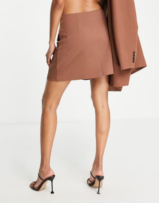 Vero Moda - Skræddersyet habit-mininederdel i chokoladebrun - Del af sæt, 4 af 4