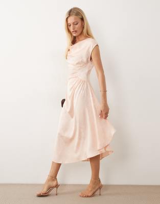 Vero Moda Sleeveless Cowl Neck Ruched Detail Maxi Dress In Pink