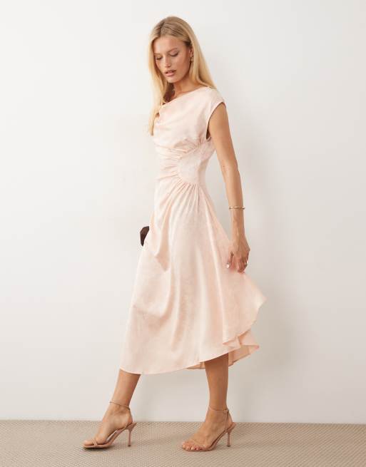 Vero Moda sleeveless cowl neck ruched detail maxi dress in blush pink | ASOS