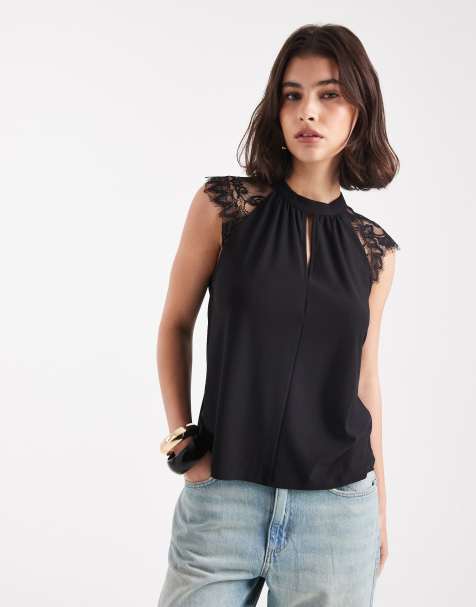 Vero Moda sleeveless lace top in black - view 1