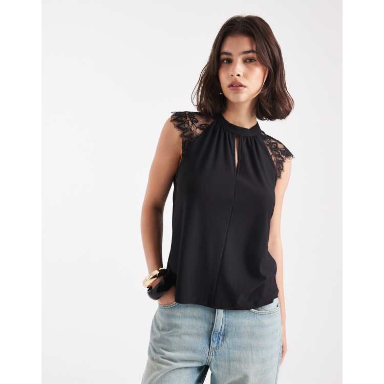 ヴェロモーダ Vero Moda 【 Lace Top Women 】 ファッション レディースファッション トップス その他トップス レディ Vero Moda sleeveless lace top in black | ASOS
