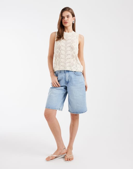 Vero Moda sleeveless patterned crochet tank top in cream, 2 of 4
