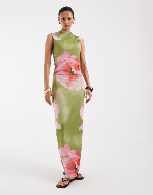 Vero Moda sleeveless ruched detail maxi dress in large scale floral print, 2 of 4