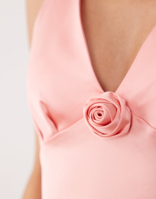 Vero Moda sleeveless satin maxi dress in coral pink, 2 of 4