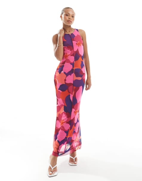 Vero Moda sleeveless seam front mesh dress in bold abstract painted print - view 1