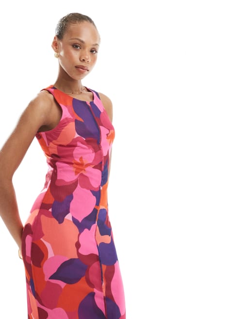 Vero Moda sleeveless seam front mesh dress in bold abstract painted print, 2 of 4