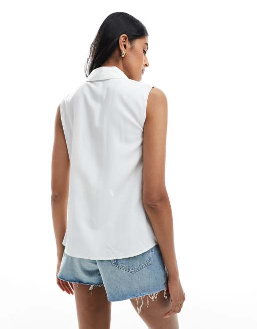 Vero Moda sleeveless swing top in white