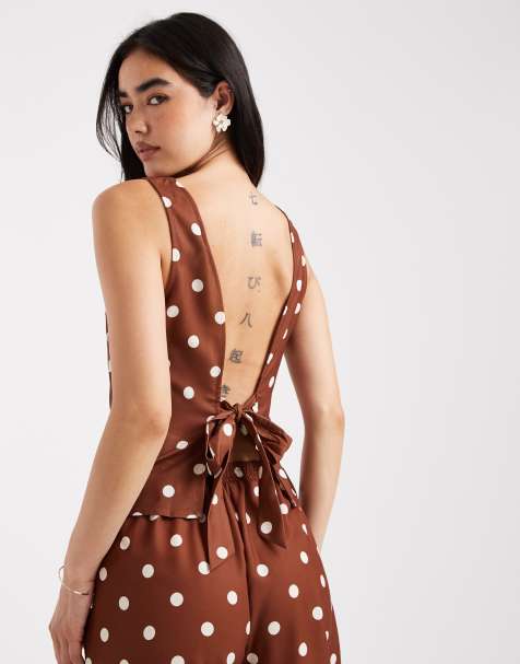 Vero Moda sleeveless tie back top co-ord in polka dot print - view 1