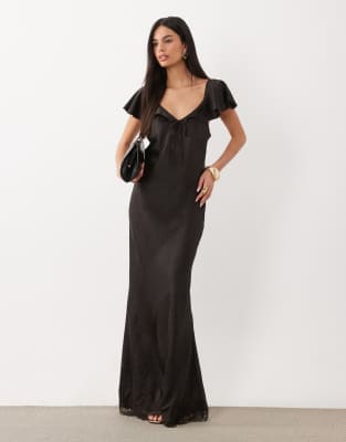 Vero Moda Sleeveless Tie Detail Maxi Dress With Lace In Black