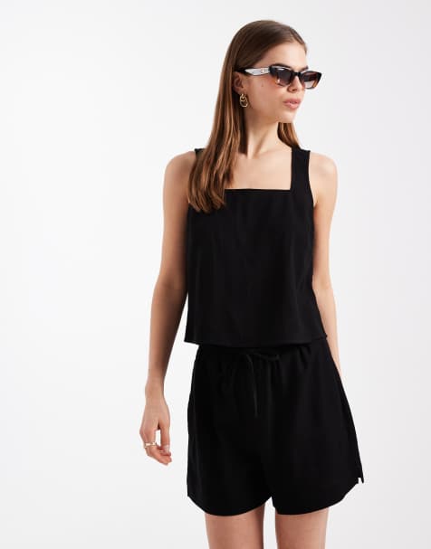 Vero Moda sleeveless top with button back detail co-ord in black - view 1