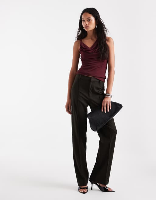Vero Moda sleeveless waterfall top in burgundy, 2 of 4