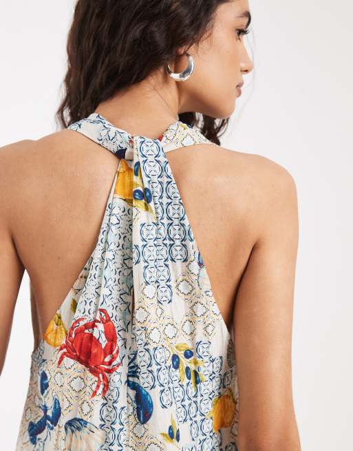 Vero Moda sleevless tie back detail maxi dress in shellfish print, 2 of 4
