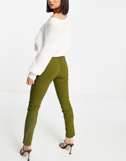 Vero Moda slim high waisted pants in khaki, 4 of 4