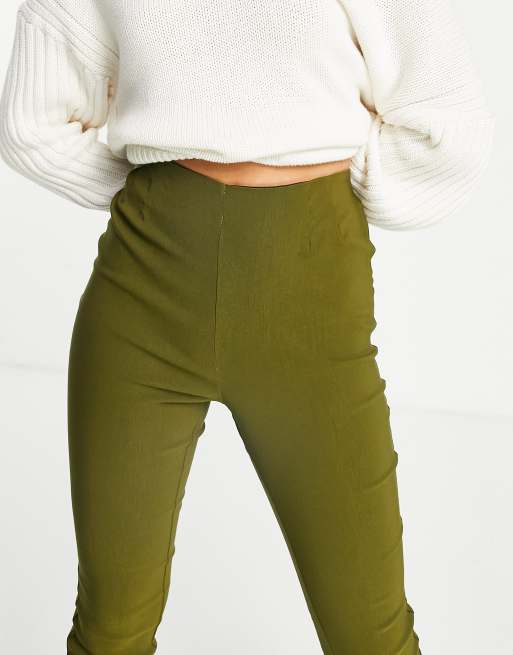 Vero Moda slim high waisted trousers in khaki, 3 of 4