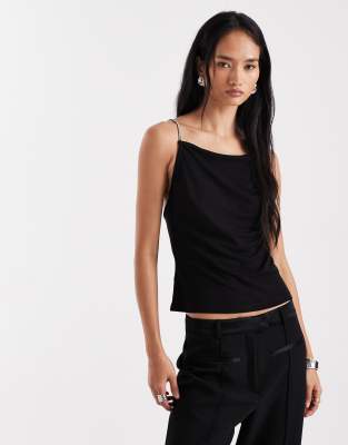 Vero Moda Slinky Jersey Cami Top With Diamante Embellished Straps In Black