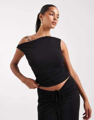 Vero Moda Vero Moda slinky sleevless slash neck tank top co-ord in black