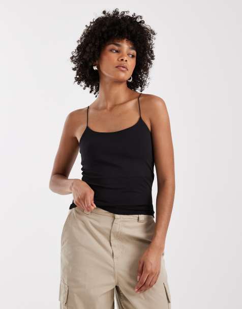 Vero Moda slinky thin strap cami top in black