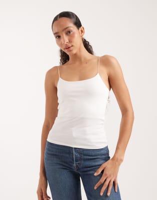 Vero Moda Slinky Thin Strap Cami Top In White