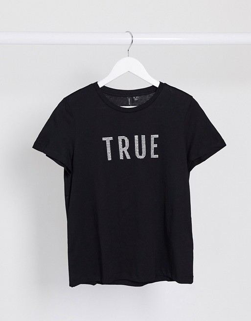 Vero Moda slogan t-shirt in black