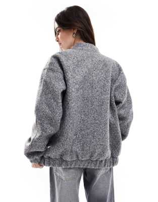 Vero Moda Slouchy Textured Bomber Jacket In Gray